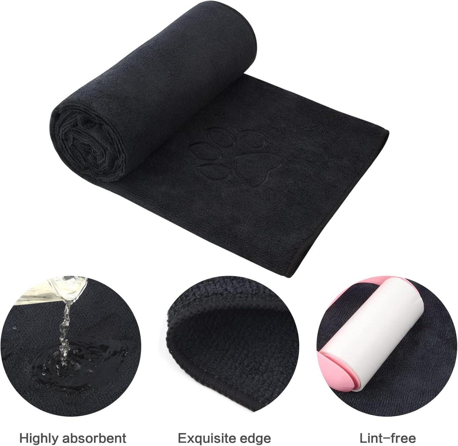 Saugfähiges Mikrofaser Haustierhandtuch für Hunde und Katzen 76 x 127cm Schwarz