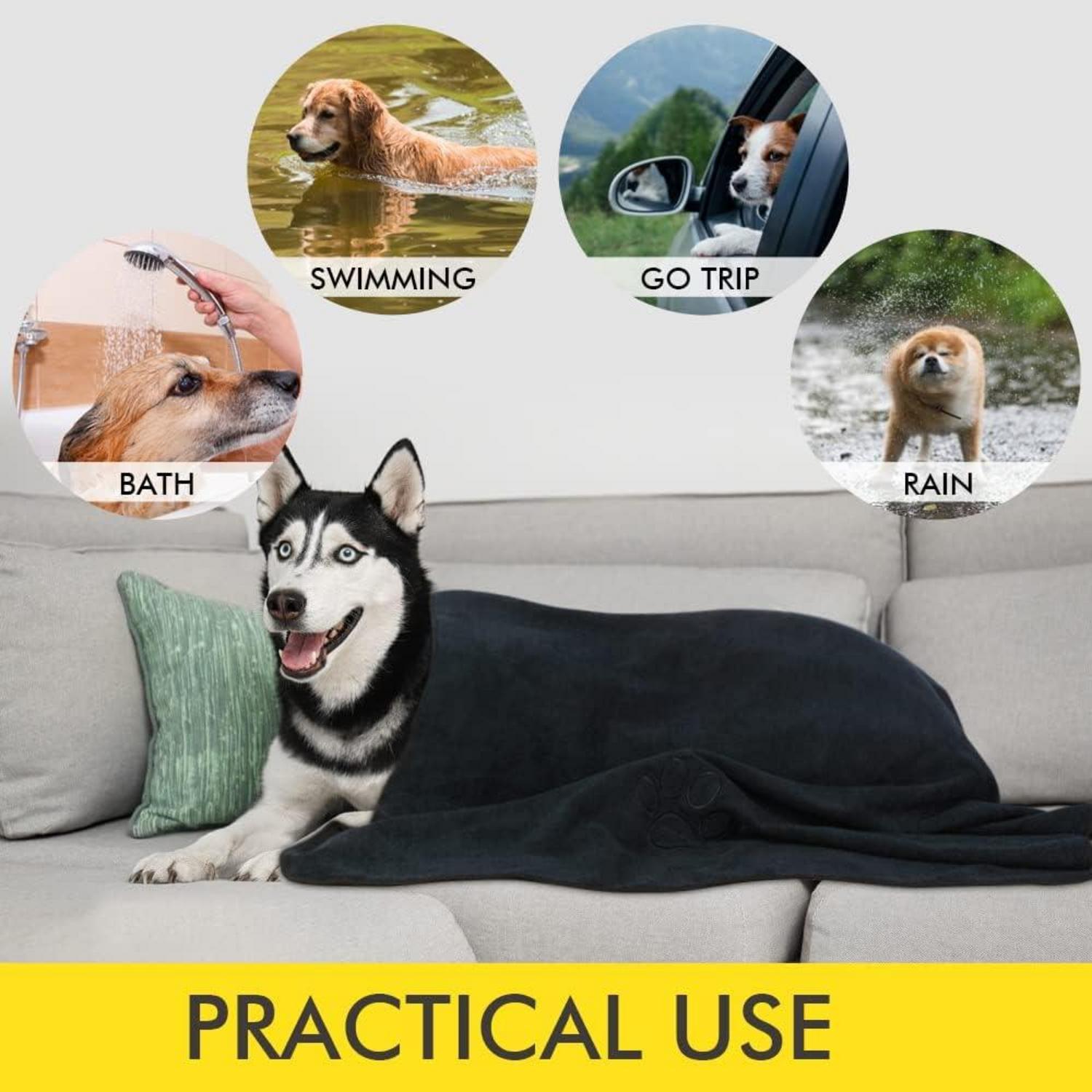 Haustierhandtuch Mikrofaser Hund Katze Badetuch 76x127cm Schwarz