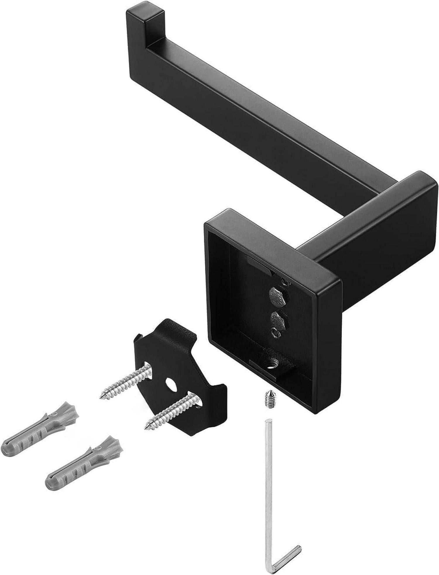 Toilettenpapierhalter Edelstahl Schwarz für Küche Badzimmer WC Quadrat