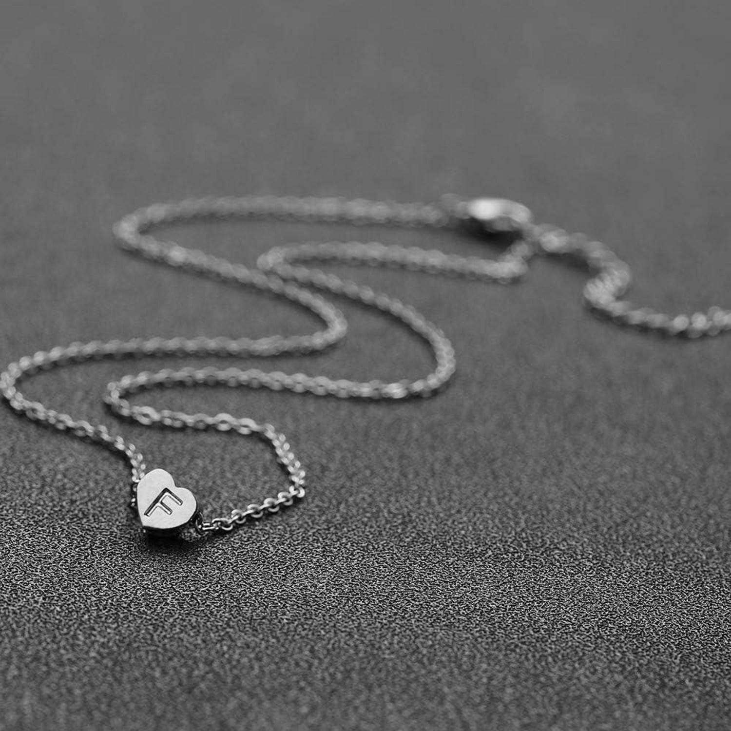 Silber Damen Halskette Buchstabenherz Anhänger Initialschmuck Frauen Mädchen