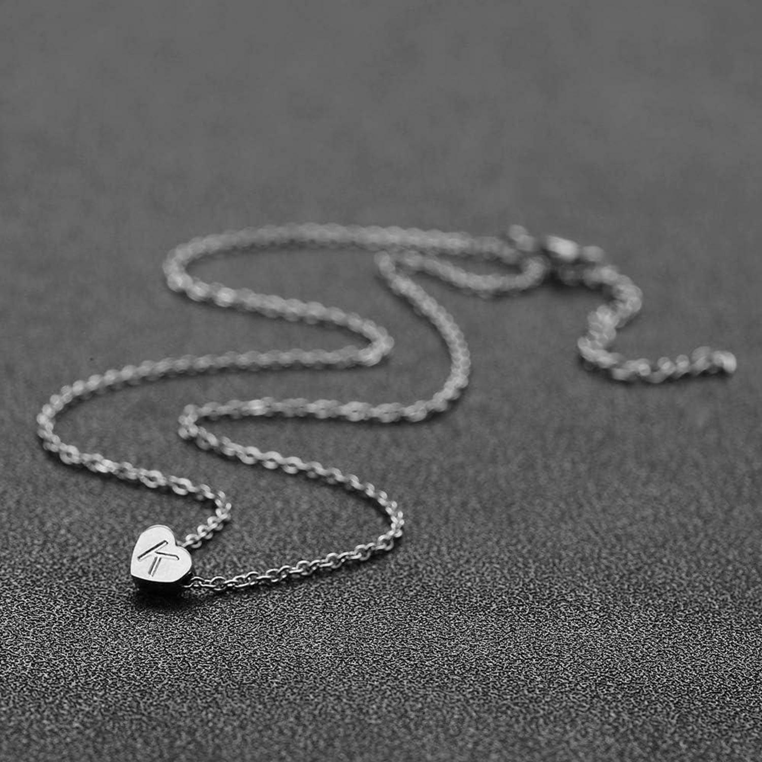 AFSTALR Silber Damen Buchstabenherz Halskette Initialschmuck Frauen Mädchen