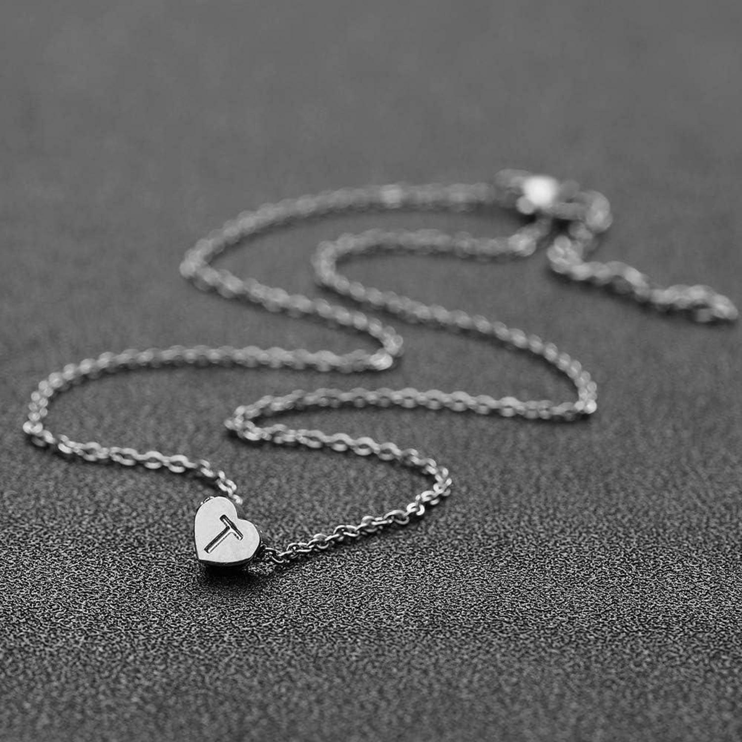 Silber Herz Halskette Damen Initialschmuck Geburtstagsgeschenk