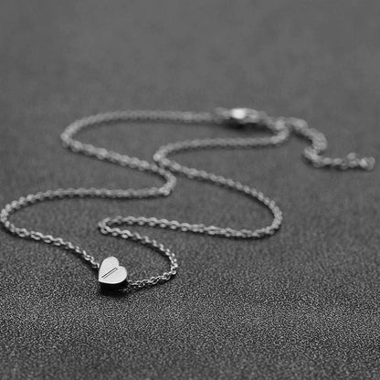 Edelstahl Silber Damen Halskette Buchstabenherz Anhänger Initialschmuck