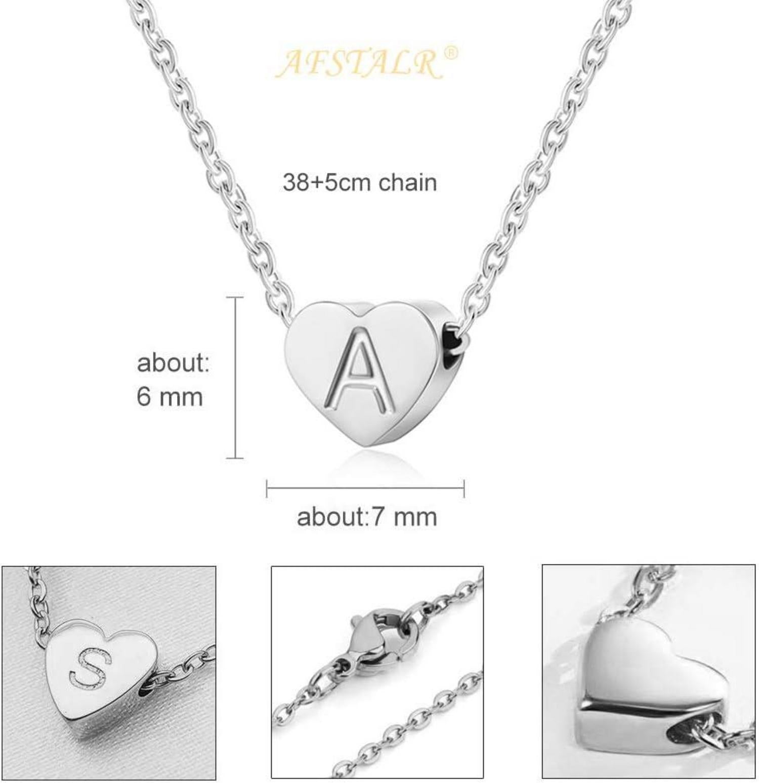 Silber Damen Halskette Buchstabenherz Anhänger Initialschmuck Geburtstagsgeschenk
