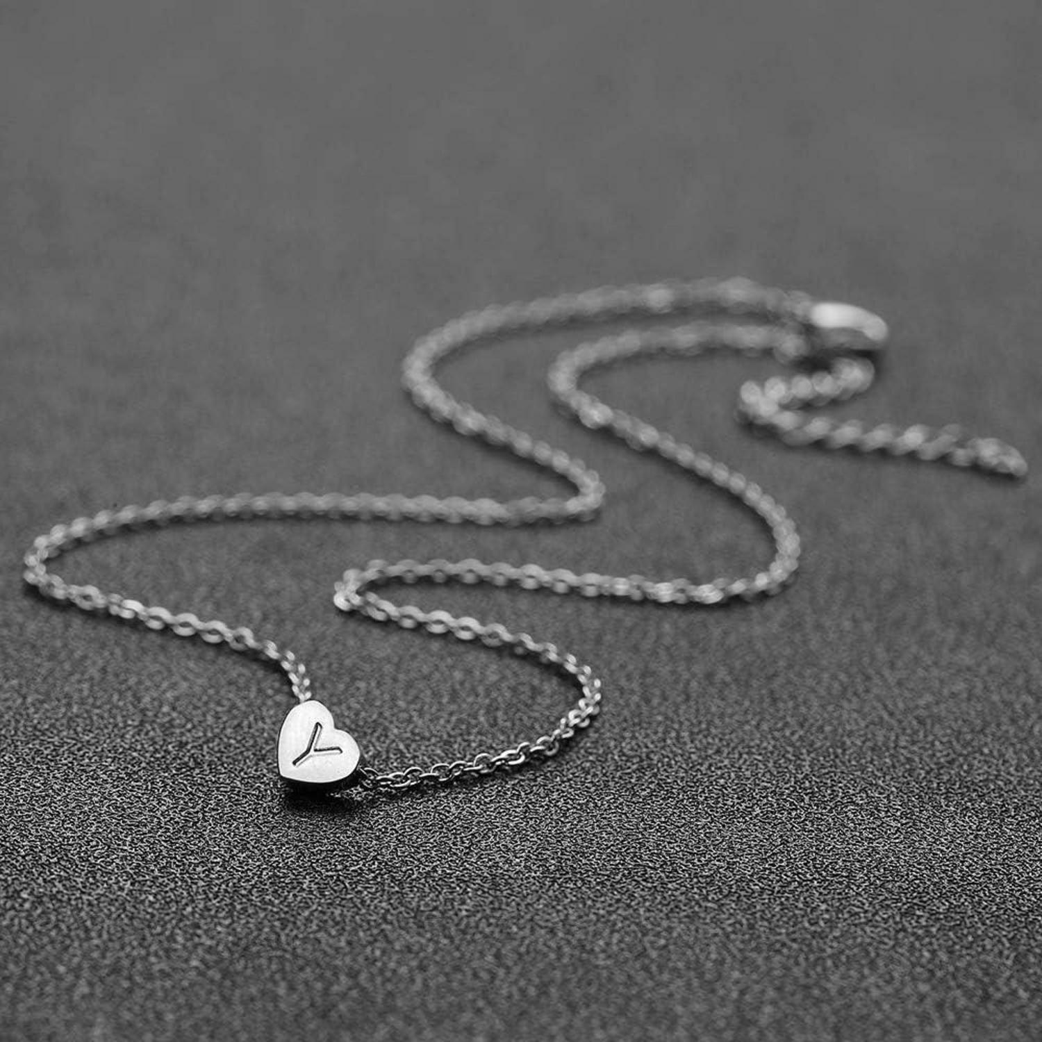 Silber Damen Halskette Buchstabenherz Anhänger Geburtstagsgeschenk