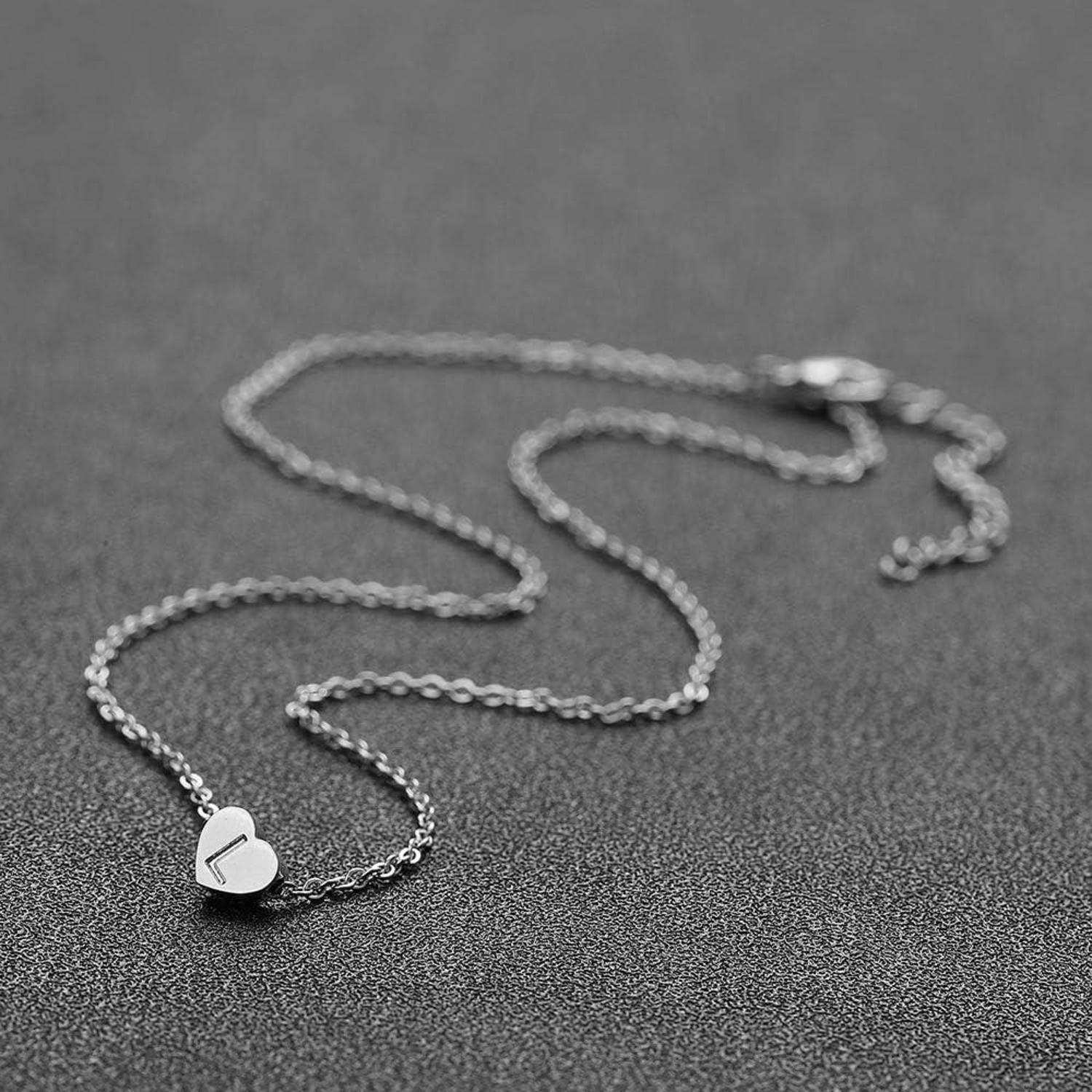 Silber Damen Halskette Herz Anhänger Initialschmuck Mädchen