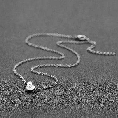 Silber Herz Initial Halskette Damen Schmuck Geschenk Initialschmuck