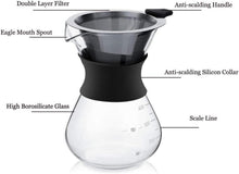 Pour Over Kaffeebereiter Glas Edelstahl Filter