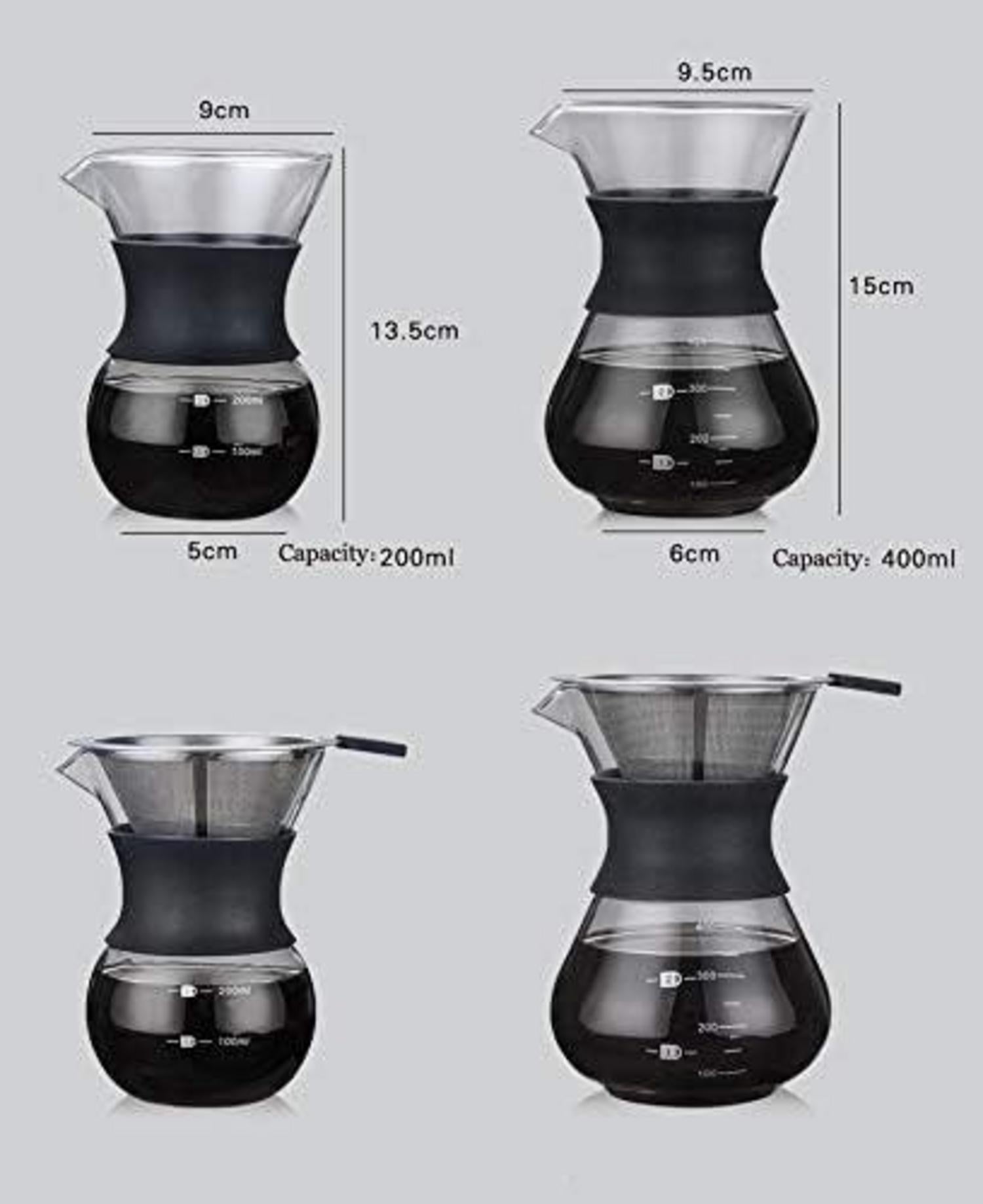 Pour Over Kaffeebereiter Handfilter Glas Edelstahl Permanentfilter