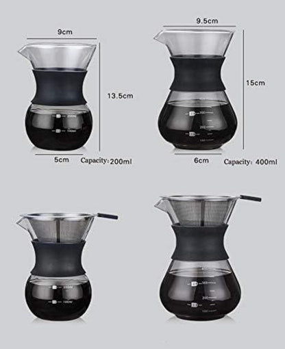 Pour Over Kaffeebereiter Handfilter Glas Edelstahl Permanentfilter