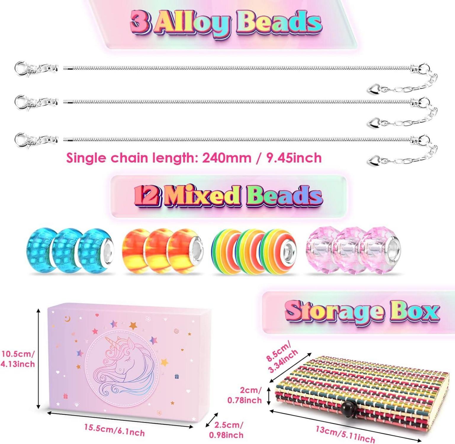 BIIB Mädchen Bastelset Schmuck Armbänder 6-12 Jahre Regenbogen-Mix