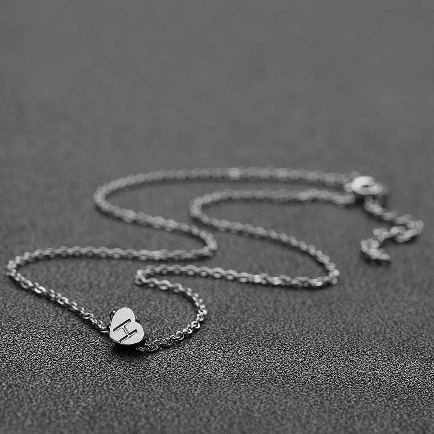 Damen Silber Halskette Initial Buchstabenherz Anhänger Mädchen