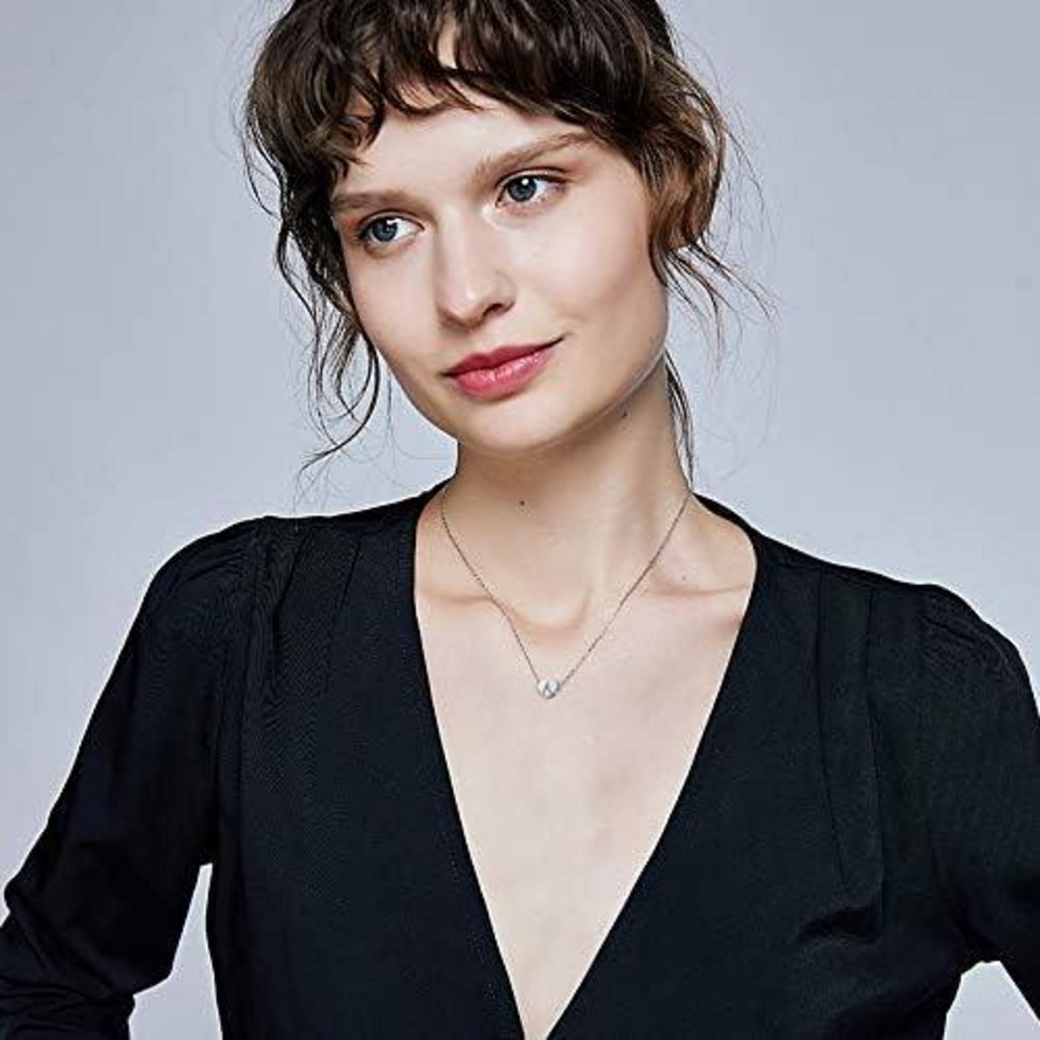 AFSTALR Silber Damen Buchstabenherz Halskette Initialschmuck