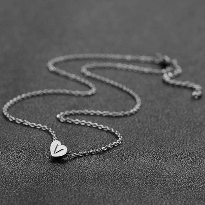 AFSTALR Silber Damen Halskette Buchstabenherz V Initialschmuck Frauen Mädchen