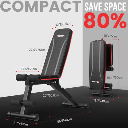 PASYOU Hantelbank klappbar verstellbar, Multifunktions