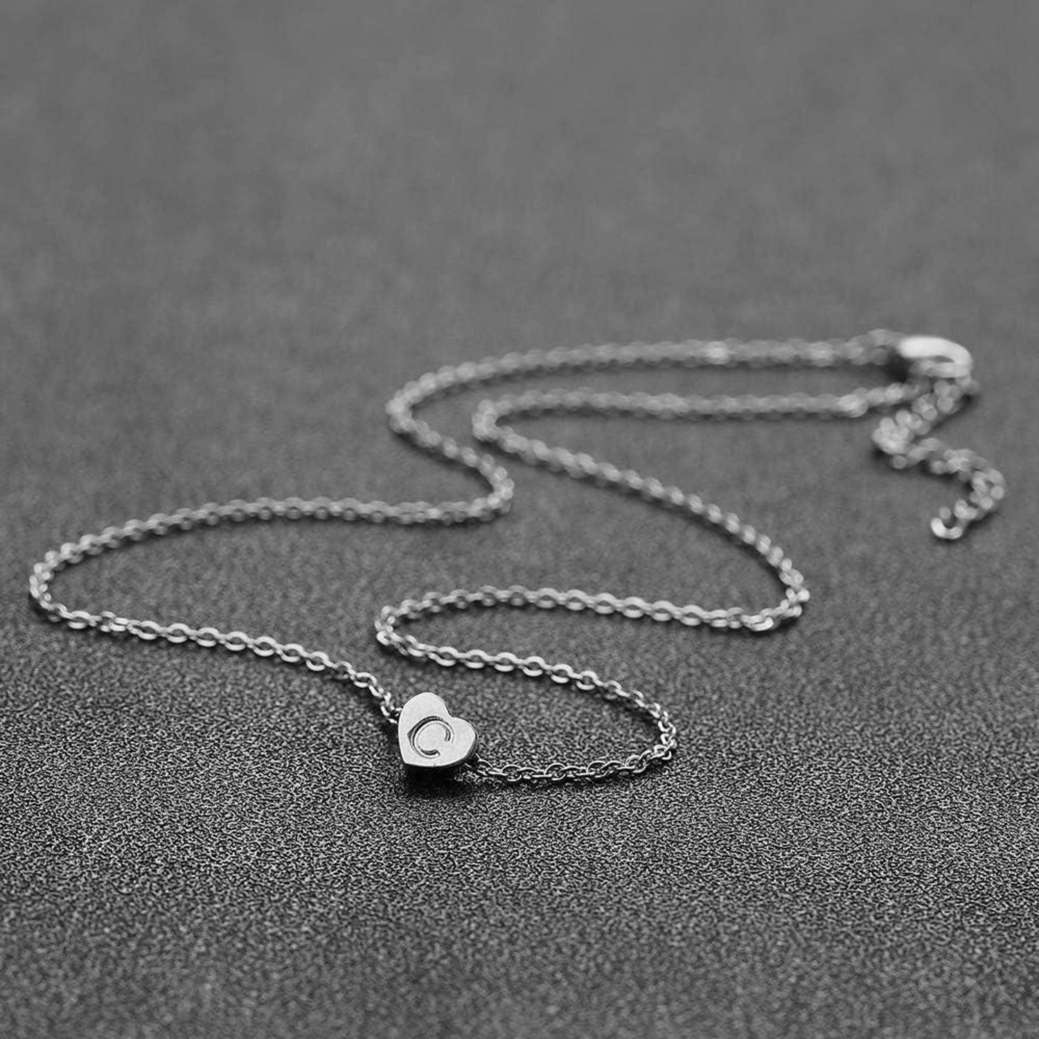 AFSTALR Silber Damen Halskette Buchstabenherz Anhänger Initialschmuck