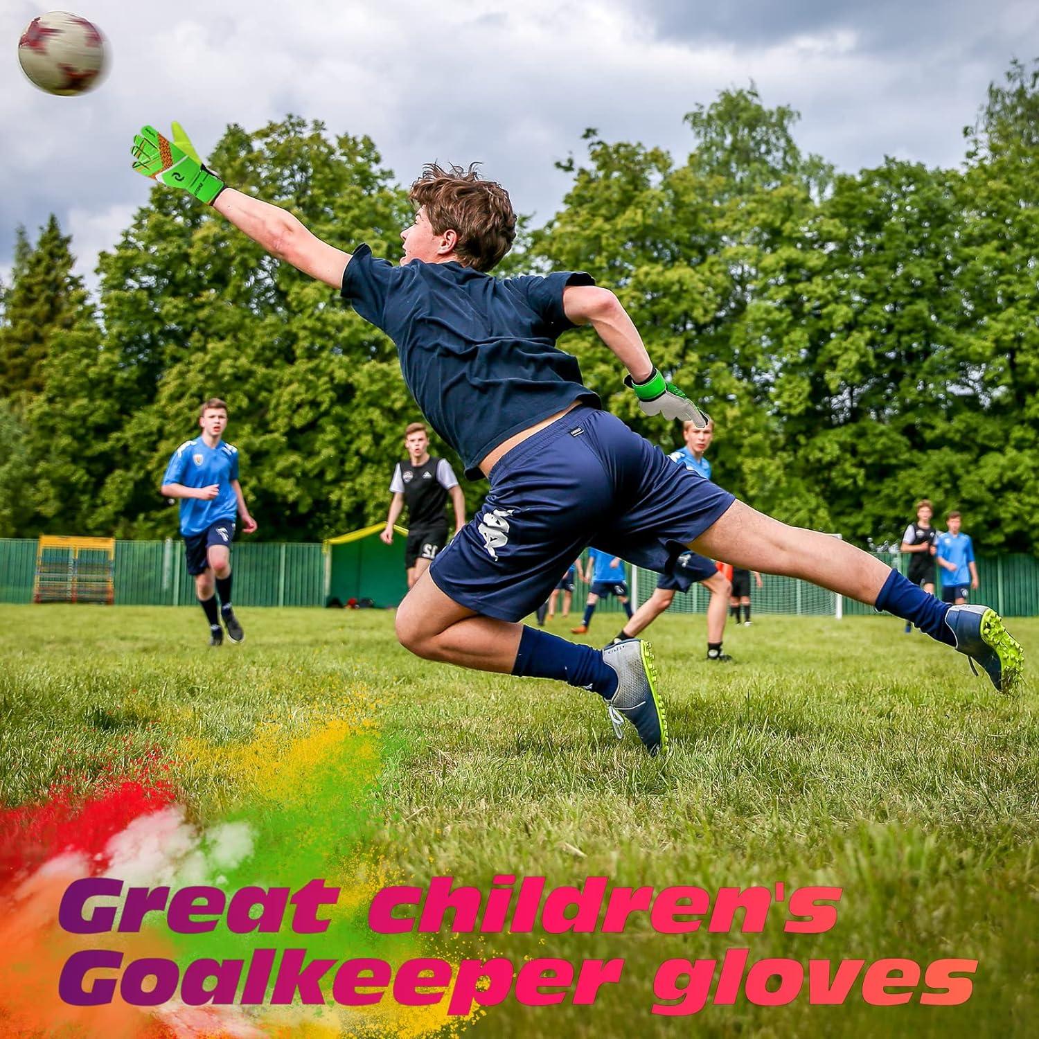 Torwarthandschuhe Kinder Jugendliche Fußball Doppelter Schutz Größe 5 Green