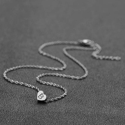 Personalisierte Silber Halskette Buchstabenherz Anhänger - NK-heart-silver-B