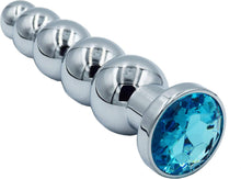 Metall Analplug Edelstahl Anal Butt Plug mit 5 Kugeln, Analkugeln Blau