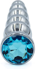 Metall Analplug Edelstahl Anal Butt Plug mit 5 Kugeln, Analkugeln Blau