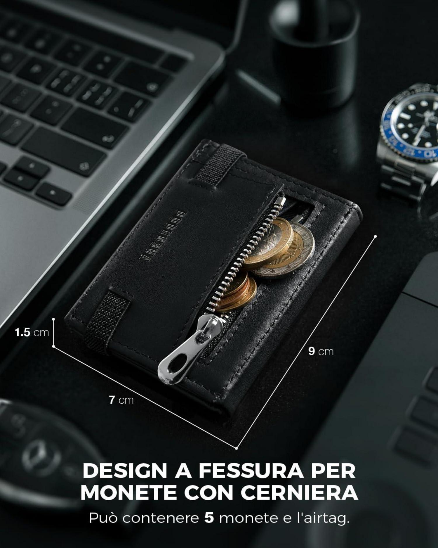 Mini Geldbörse RFID-Schutz Portmonee Kartenetui Leder Slim Wallet