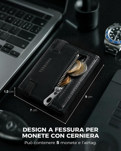 Mini Geldbörse RFID-Schutz Portmonee Kartenetui Leder Slim Wallet