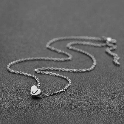Silber Damen Halskette mit Klein Buchstabenherz Anhänger Initialschmuck Einstellbar