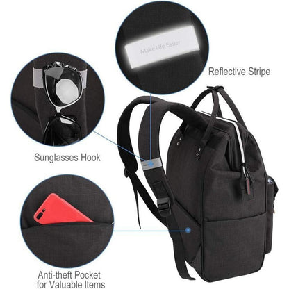 Lekesky Damen Rucksack Schwarz 15.6 Zoll Anti Diebstahl