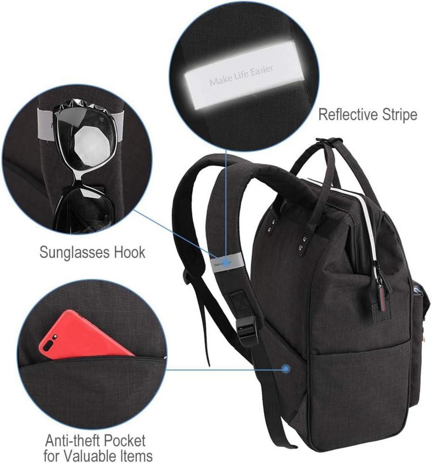 Wasserdichter Rucksack mit Diebstahlschutz Schwarz 15.6 Zoll