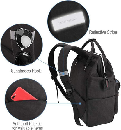 Wasserdichter Rucksack mit Diebstahlschutz Schwarz 15.6 Zoll