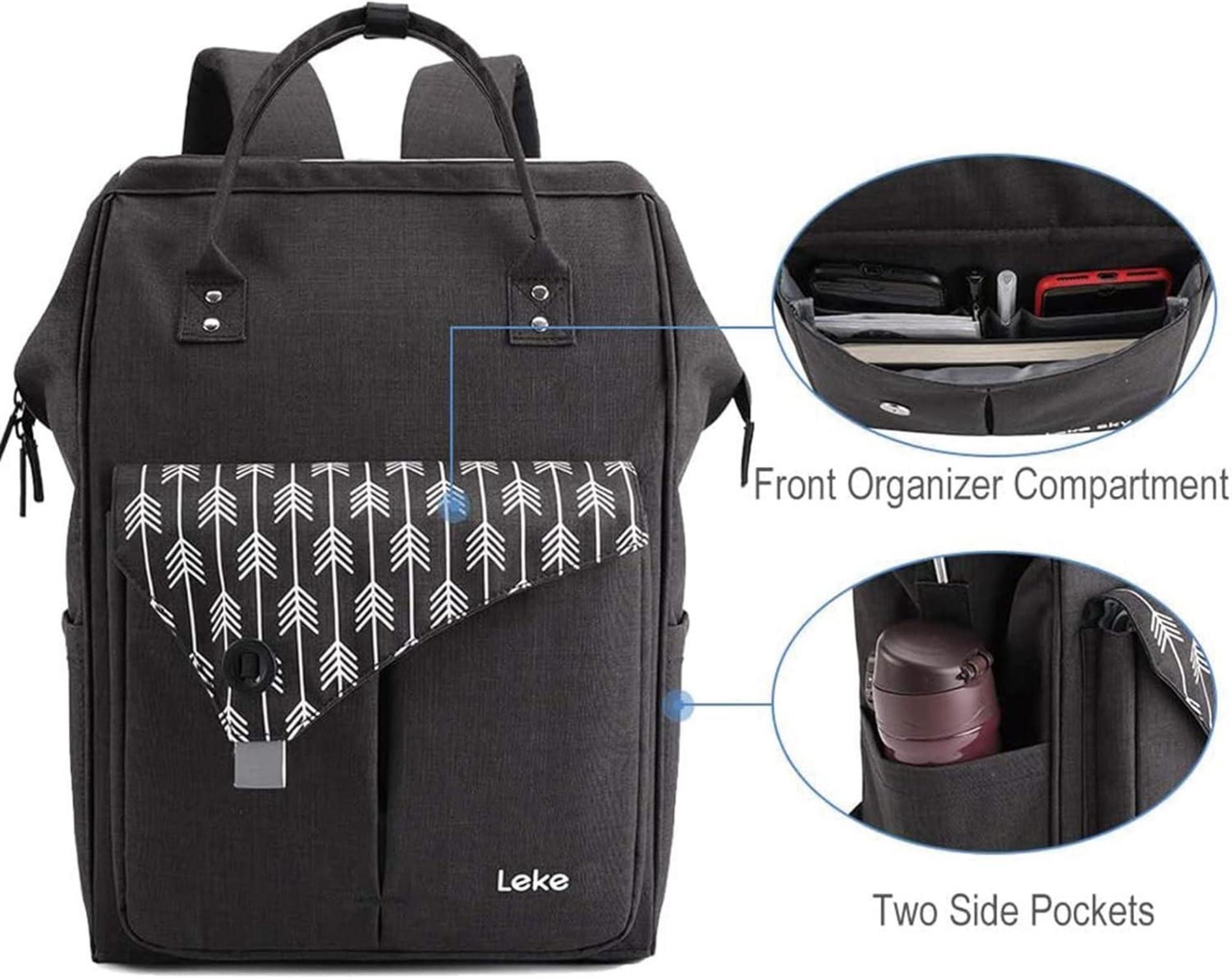 Lekesky Rucksack Damen wasserabweisend Laptopfach Schwarz 15.6 Zoll