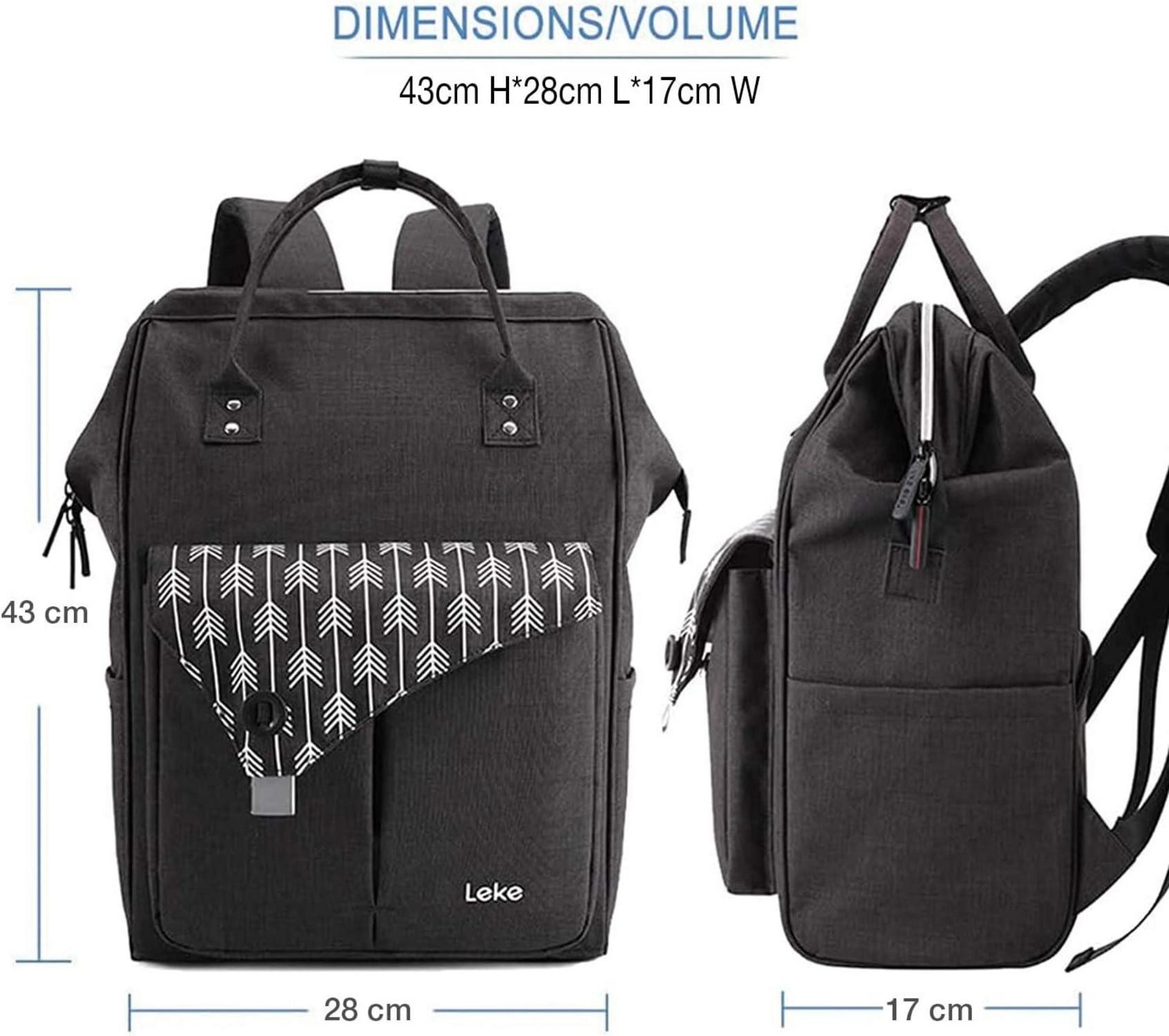 Lekesky Rucksack Damen Schwarz mit Laptopfach Anti-Diebstahl 15.6 Zoll