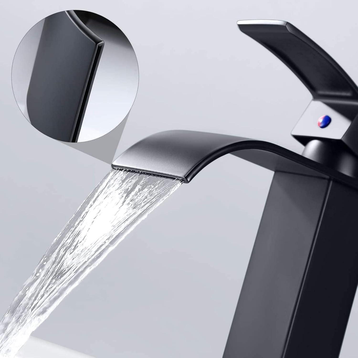 Wasserfall Waschtischarmatur Matt Schwarz für Badezimmer