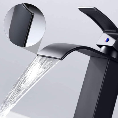 Wasserfall Waschtischarmatur Matt Schwarz für Badezimmer