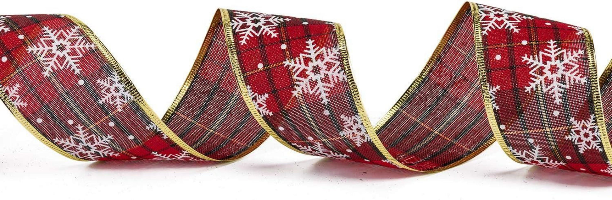 Weihnachtsband Schneeflockenmuster 63mm x 22m Gold Edge