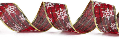 Weihnachtsband Schneeflockenmuster 63mm x 22m Gold Edge