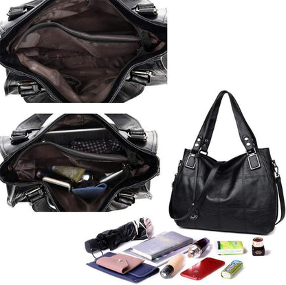Kris Anna Damen Hobo Schultertasche PU-Leder Schwarz