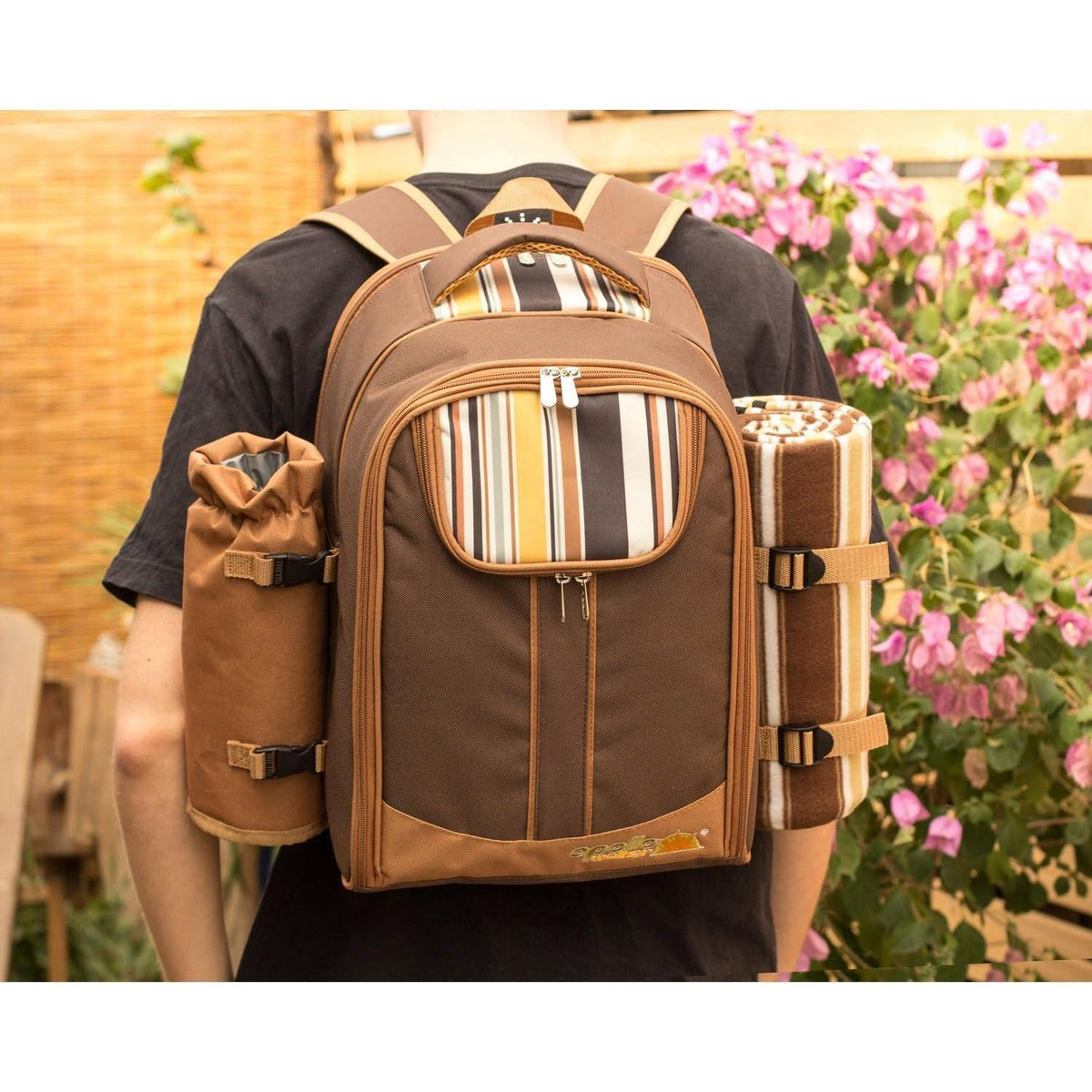 Picknickrucksack 2 Personen mit Set & Decke – Braun