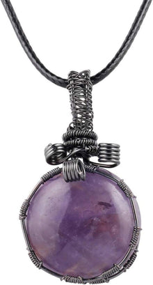 Handgemachte Amethyst Kristall Anhänger Halskette Wire Wrapped