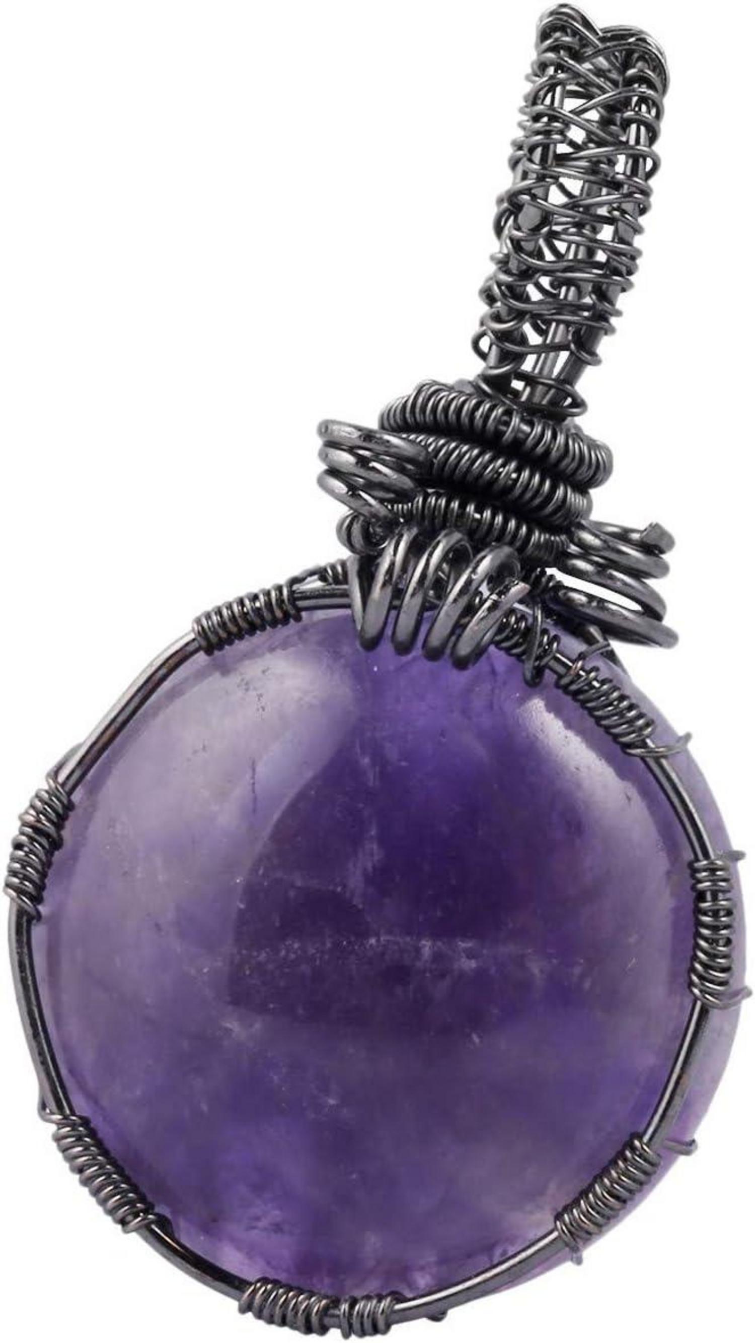 KYEYGWO Frauen Amethyst Kristall Anhänger Halskette