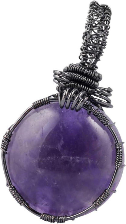 KYEYGWO Frauen Amethyst Kristall Anhänger Halskette