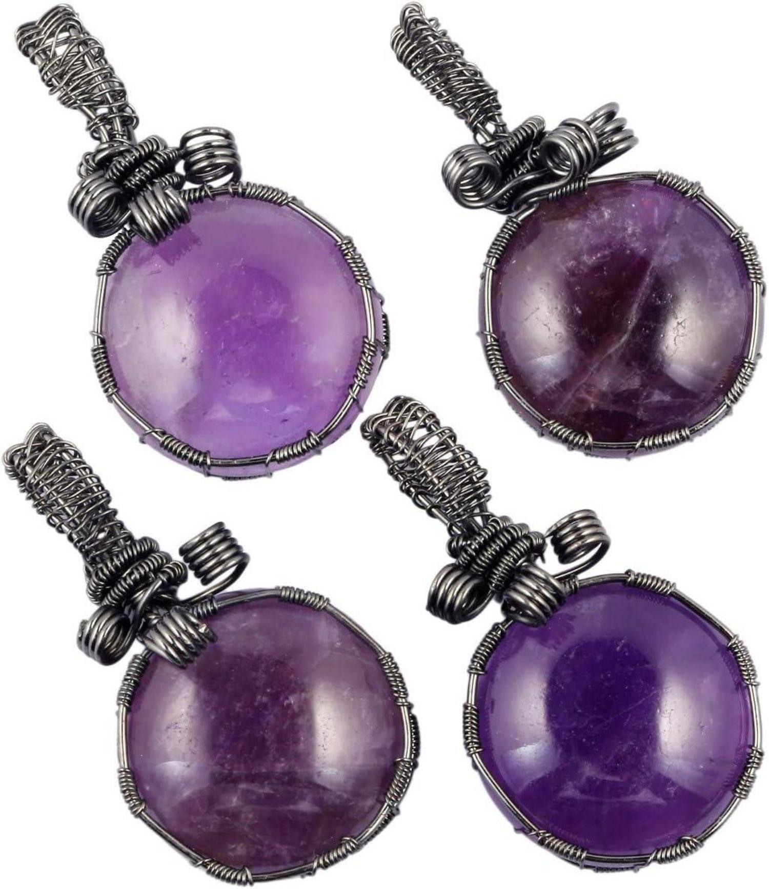 Handgemachte Amethyst Kristall Anhänger Halskette Wire Wrapped
