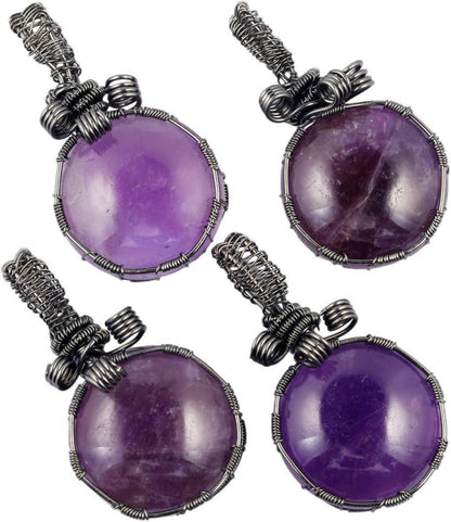 Handgemachte Amethyst Kristall Anhänger Halskette Wire Wrapped
