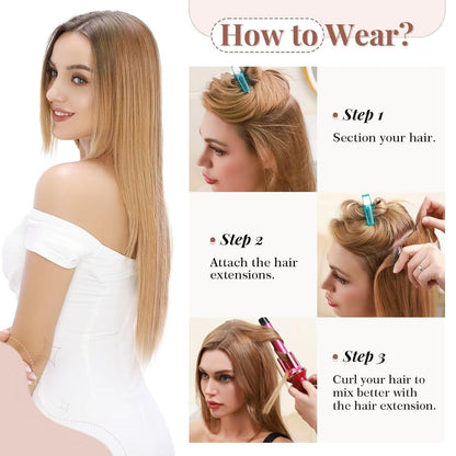 Clip in Haarverlängerung Schwarz 66cm - 8 Tressen, 18 Clips