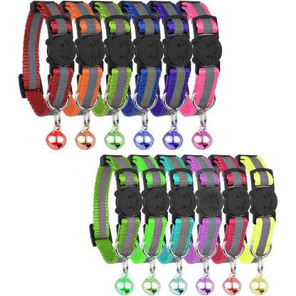 12er Pack Katzenhalsbänder Nylon Verstellbar Glöckchen