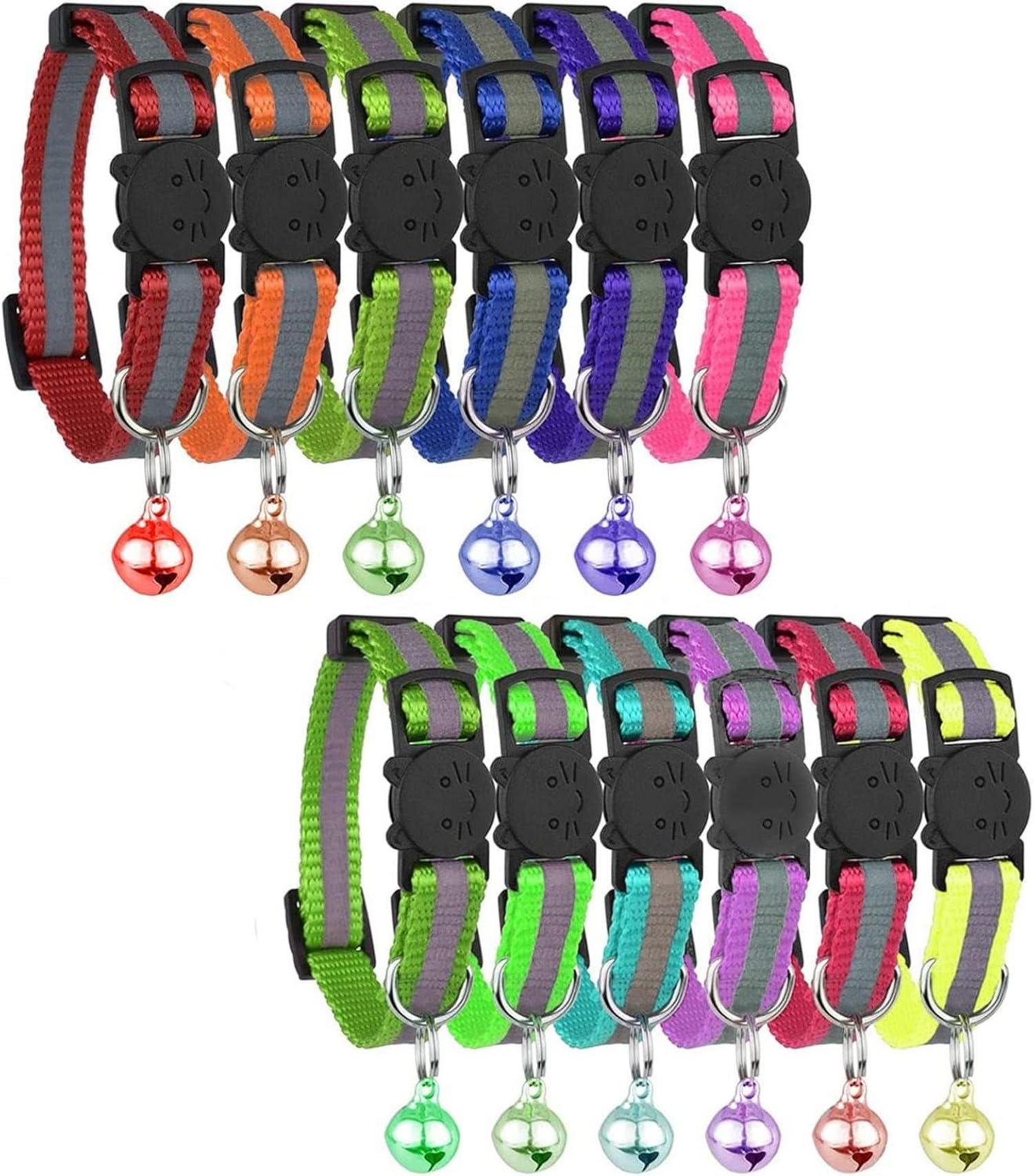 Katzenhalsband 12er Pack Nylon Reflektierend und Verstellbar