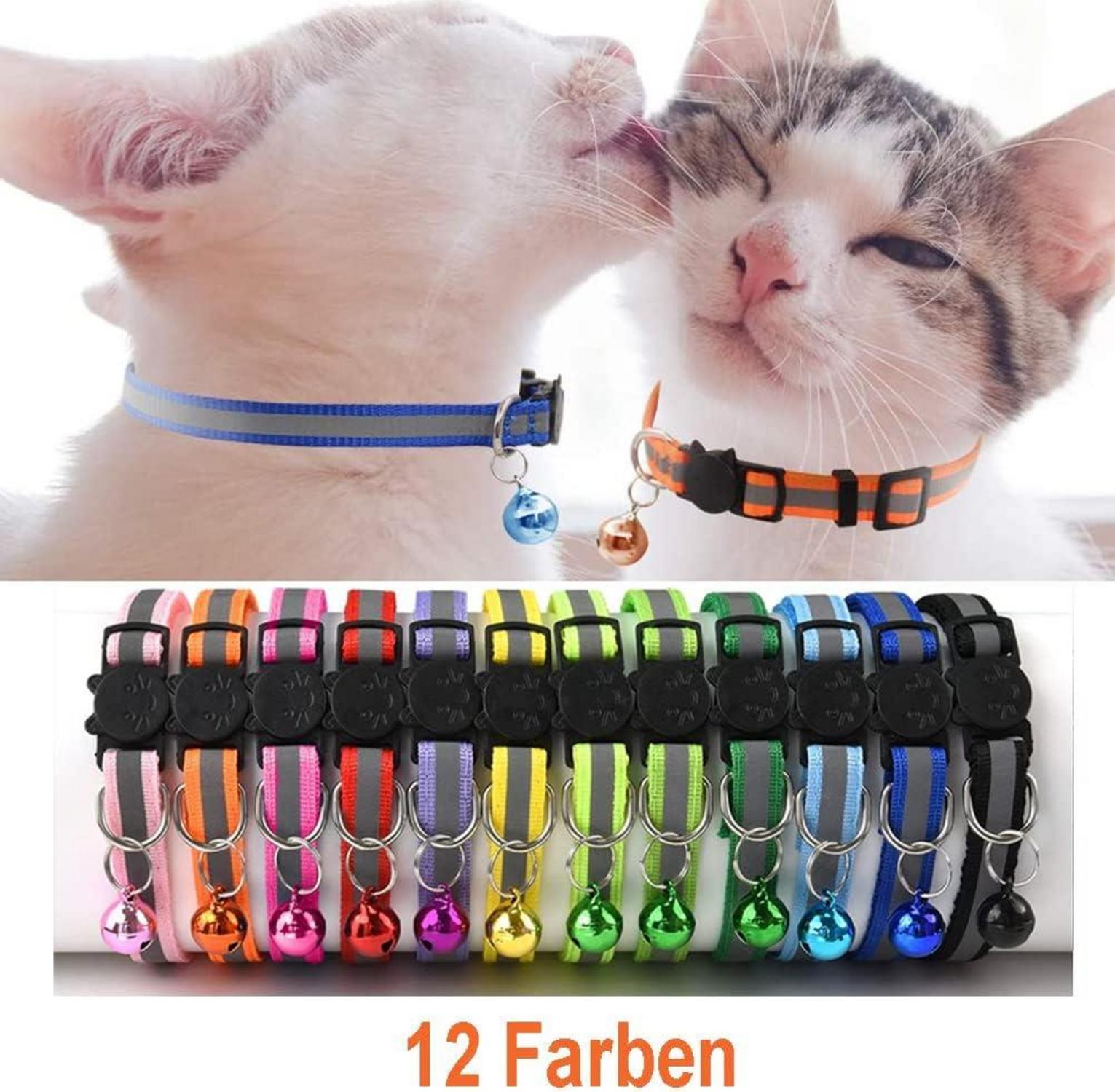 Katzenhalsband 12er Pack Nylon Reflektierend und Verstellbar