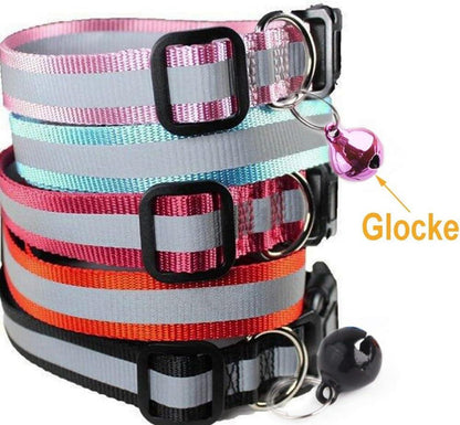 12er Set Nylon Katzenhalsband mit Glöckchen, Reflektierend, Verstellbar 20,3–30,5 cm