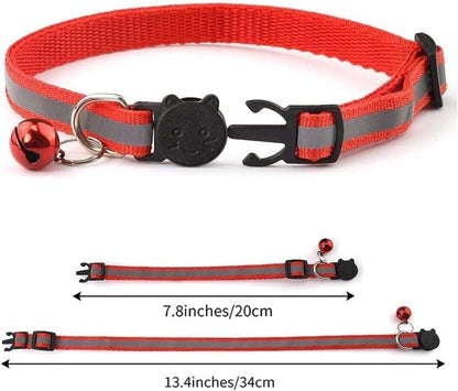 12er Set Katzenhalsband Glöckchen Schnellverschluss Reflektierend verstellbar