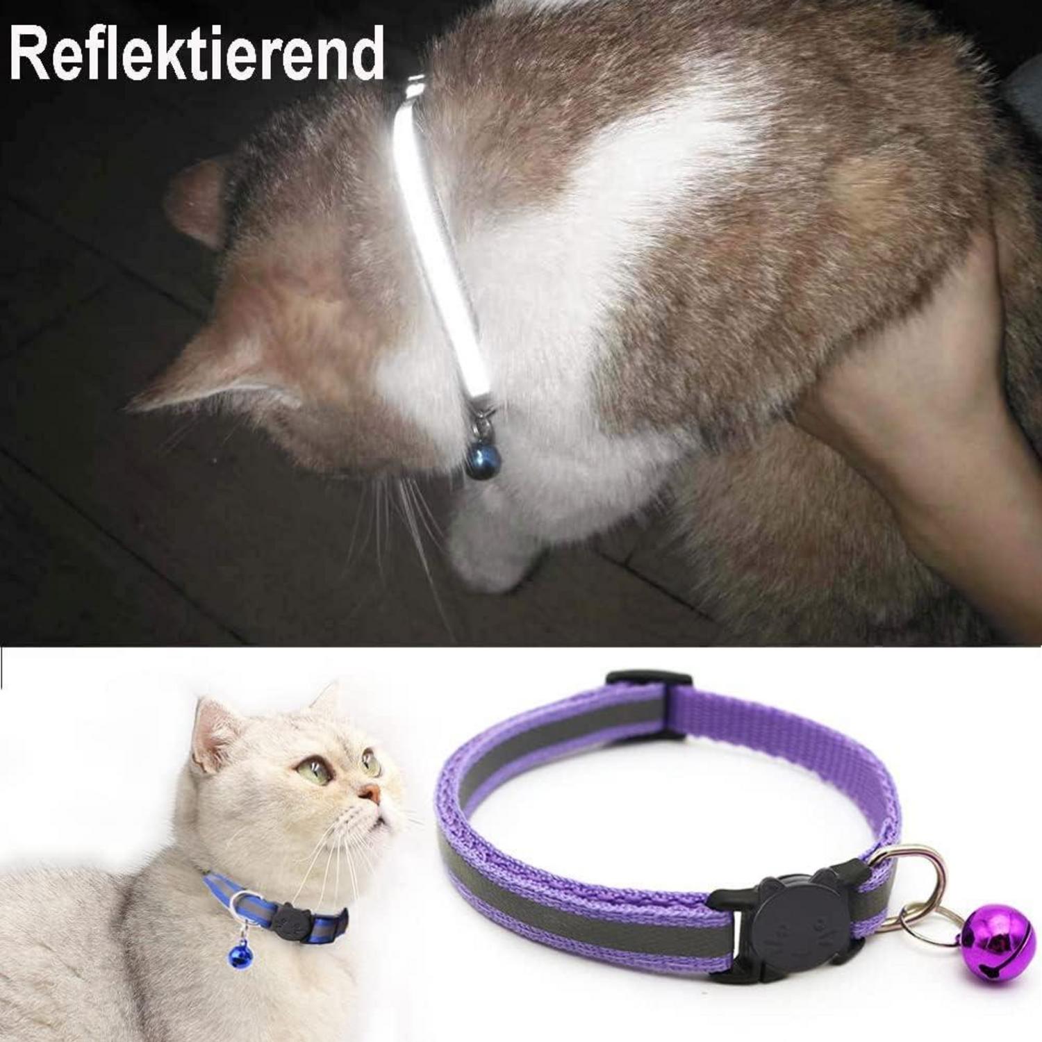 12er Set Katzenhalsband Glöckchen Schnellverschluss Reflektierend